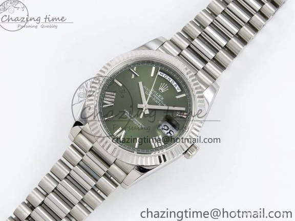 Best AAA Replica Sites Bracelet JDF 1440 V3 904L on TravelReady (Gain President 40 DayDate Weight) Steel VR3255 SS Dial Green Roman 1218